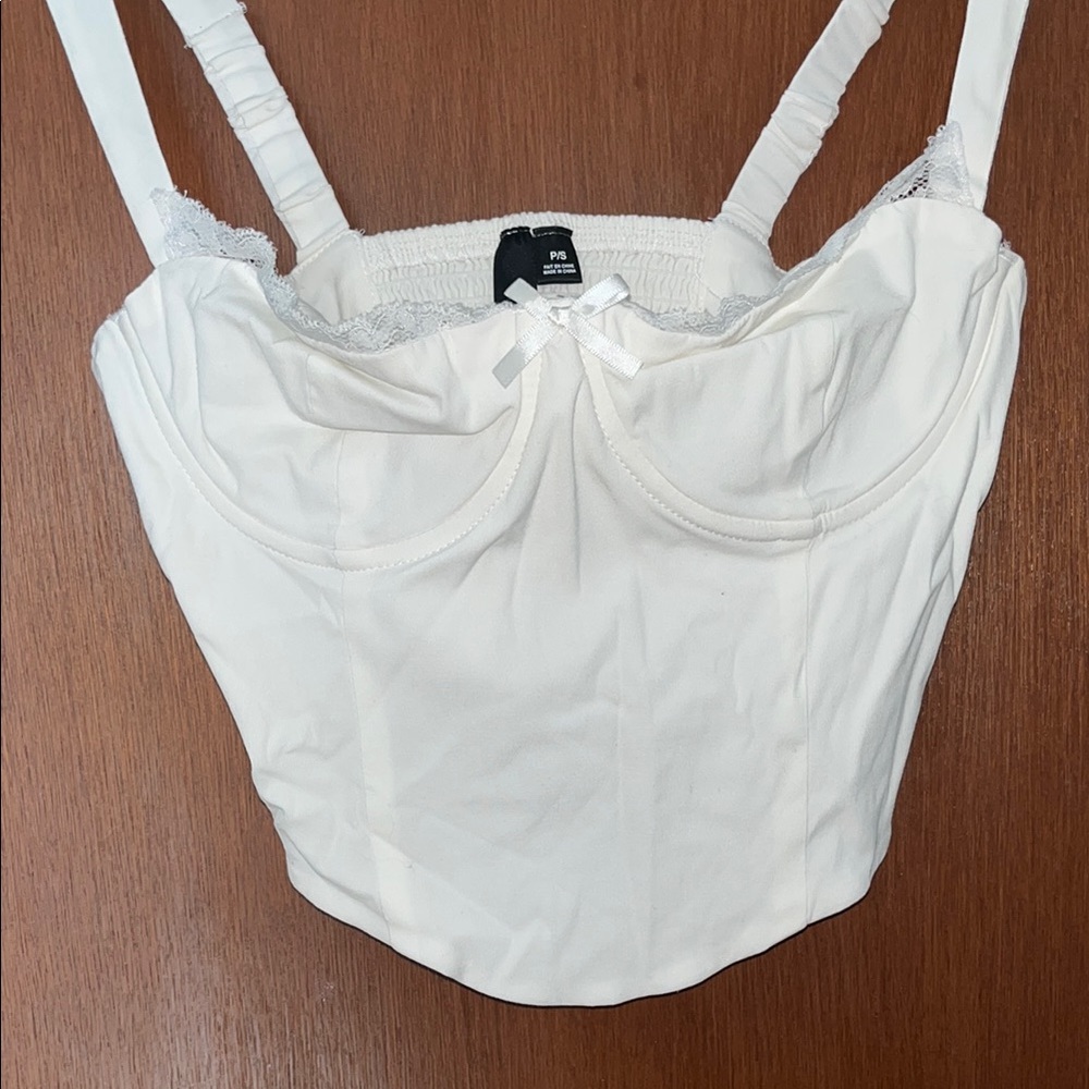 NWOT - White/Lace Corset Top - Garage